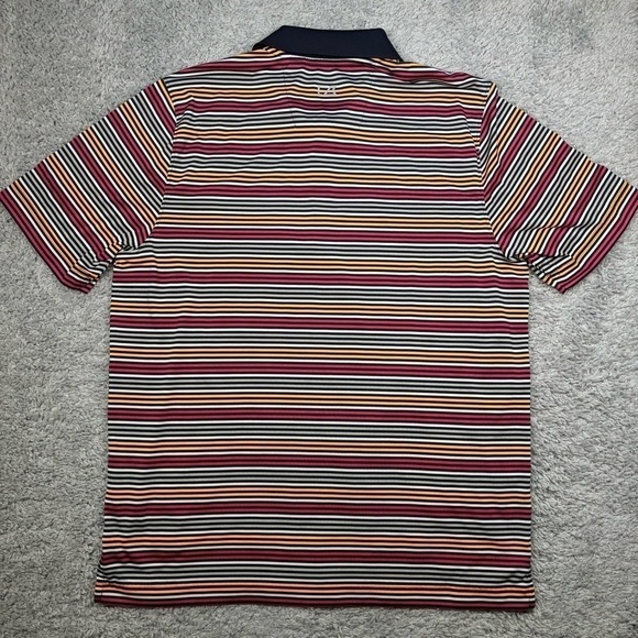 Cutter & Buck Shirt Mens Large Golf Polo Pink Orange Bright Stripes Moisture Wic - Picture 5 of 5